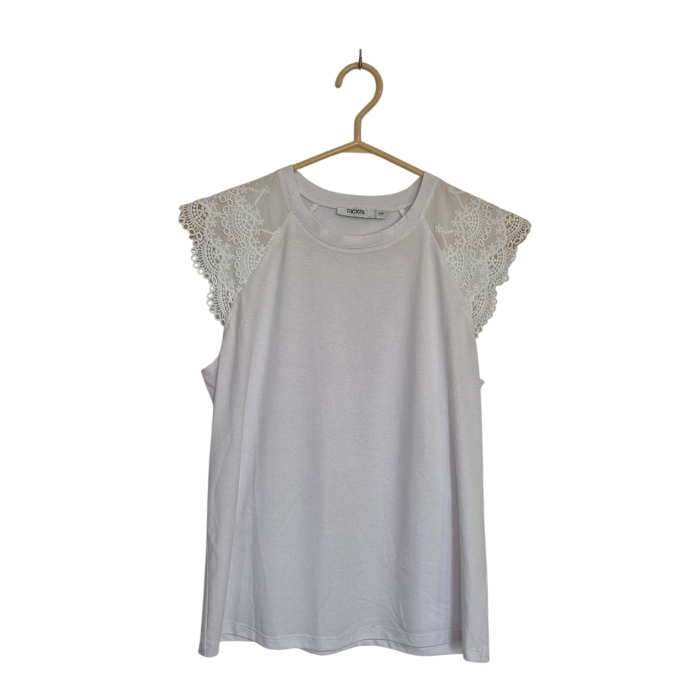 2/$20 White Lace Sleeve Top